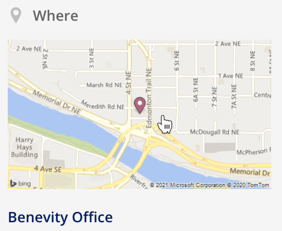 View the address of Benevity's office on a map