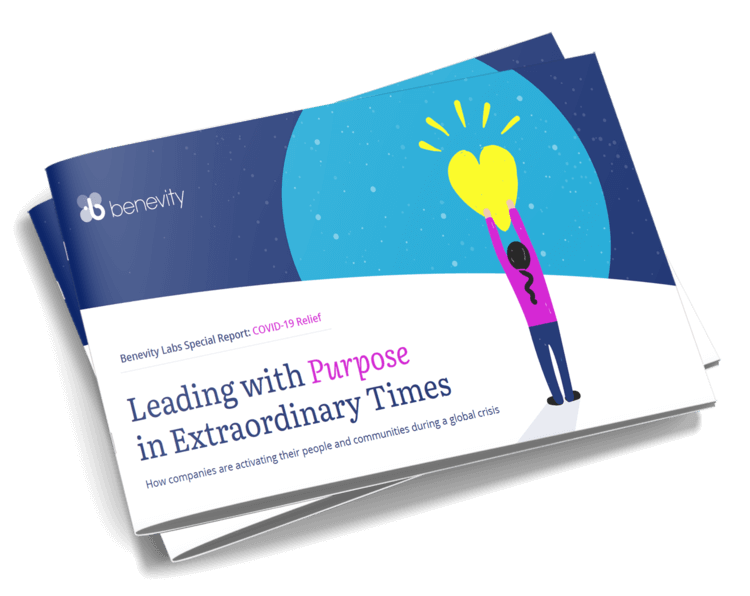 Mockup of the Benevity Labs Special Report: Leading with Purpose in Extraordinary Times